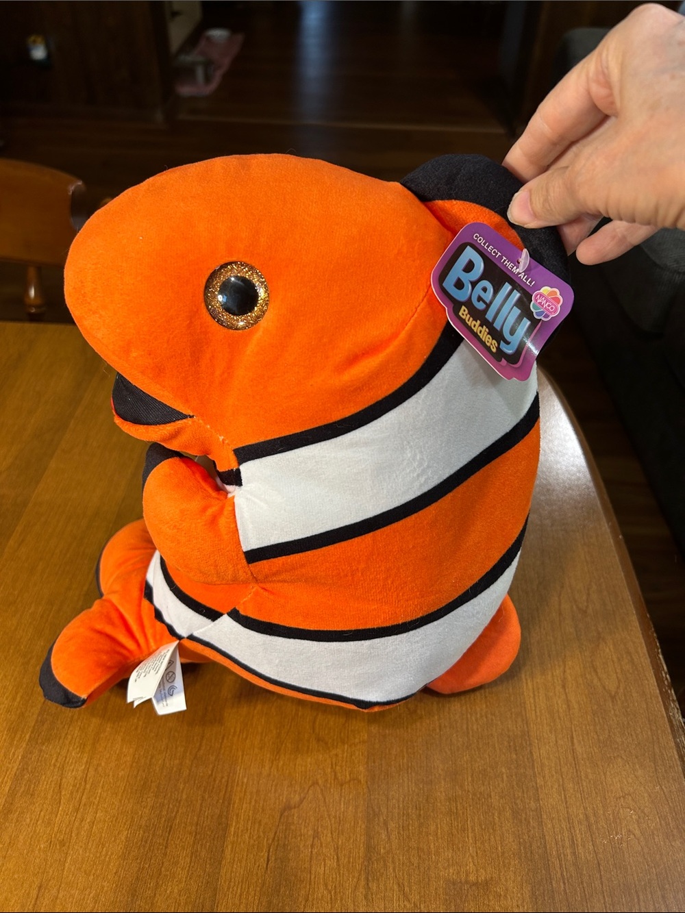 Belly Buddies Orange Clownfish Plush Pet Toy